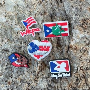 Puerto Rico PR Crocs Charms For Crocs Shoes Accessories Boricuas  5pcs + Sticker